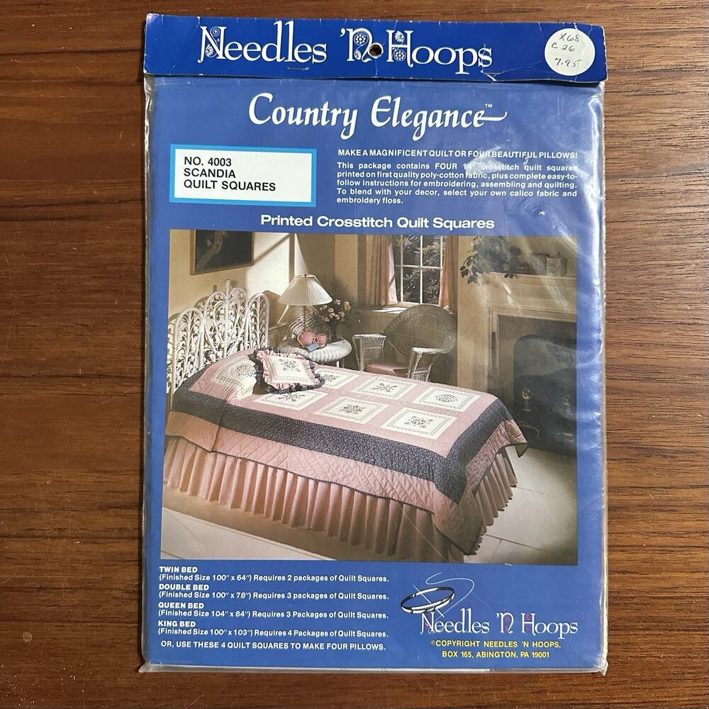 NEW Country Elegance Printed Cross Stitch Quilt Square 4003 Scandia